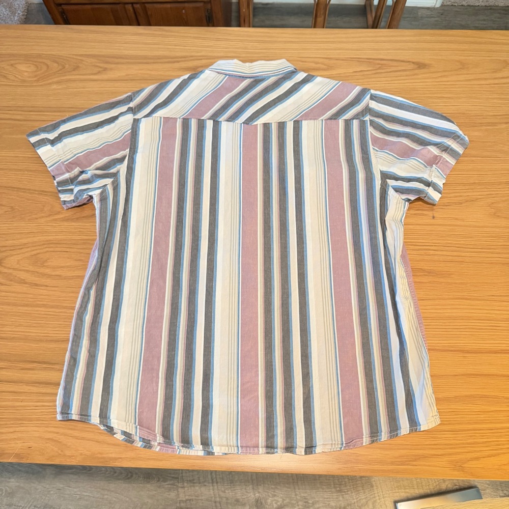 Ariat Men XL Retro Fitted Western Pearl Snap Shirt Short Sleeve Striped Multi - Picture 8 of 11